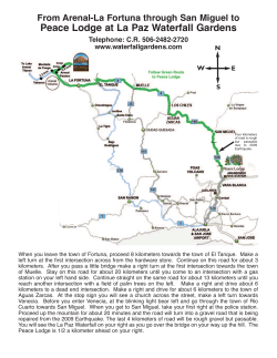 Driving directions From Arenal-La Fortuna through San Miguel to