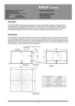 Product Information Radial Swirl Diffuser Type FD600/24 PI M 2/6.1
