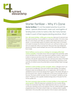Starter Fertilizer &ndash; Why It`s Done