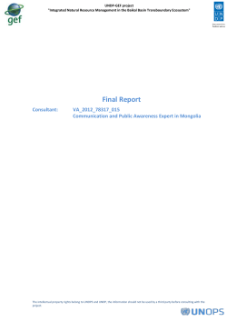 Communication and Public Awareness Plan for Conservation of