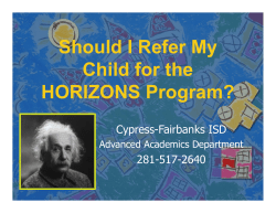 Should I Refer My Child for the HORIZONS Program?