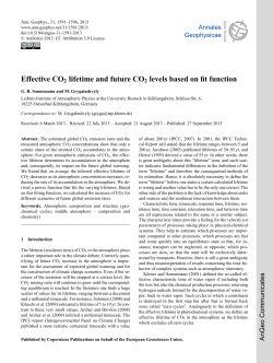 Effective CO2 lifetime and future CO2 levels based on fit function