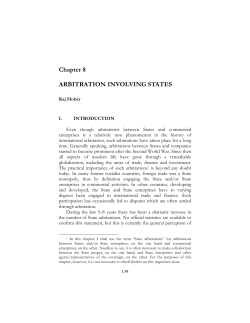 Chapter 8 ARBITRATION INVOLVING STATES