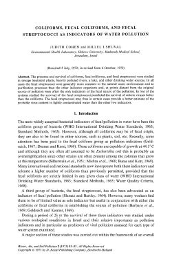 Coliforms, fecal coliforms, and fecal streptococci as indicators of
