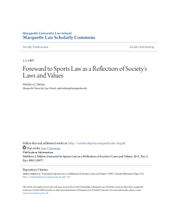 Foreward to Sports Law as a Reflection of Society`s Laws and Values