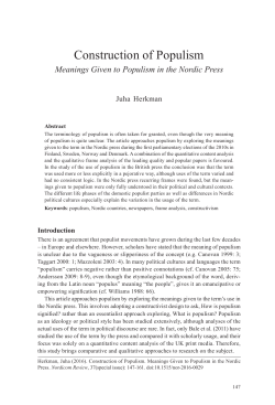 Construction of Populism. Meanings Given to Populism