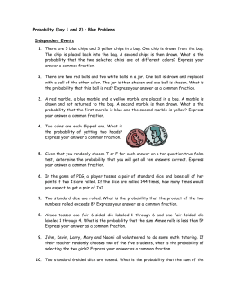 Probability (Day 1 and 2) &ndash; Blue Problems Independent Events 1