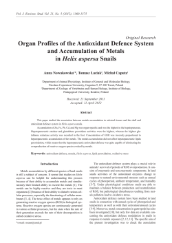 Organ Profiles of the Antioxidant Defence System and Accumulation
