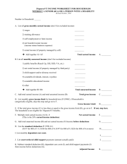 FOOD STAMP PROGRAM INCOME WORKSHEET FOR