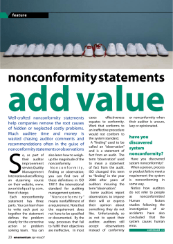 nonconformity statements - Quality Management International, Inc.