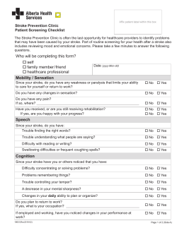 Stroke Prevention Clinic Patient Screening Checklist