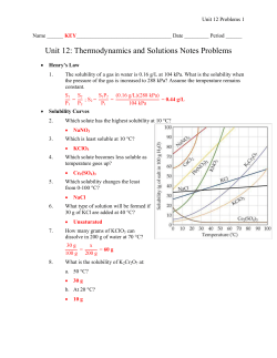 Unit 12: Thermodynamics and Solutions Notes Problems