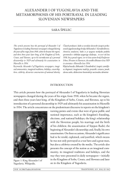 aleXander i oF Yugoslavia and the metamorphosis oF his portraYal