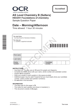 OCR AS Level Chemistry B (H033/01): Foundations of chemistry