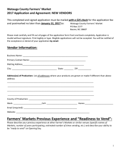 2017 New Vendor Application - Watauga County Farmers` Market