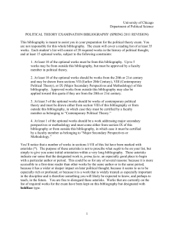 Political Theory Exam Bibliography - Political Science