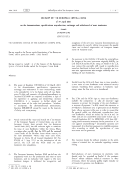 Decision of the European Central Bank of 19 April 2013