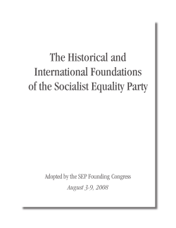 The Historical and International Foundations of the Socialist