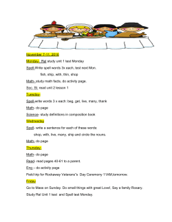 November 7-11, 2016 Monday- Rel study unit 1 test Monday Spell