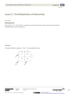 Lesson 2: The Multiplication of Polynomials