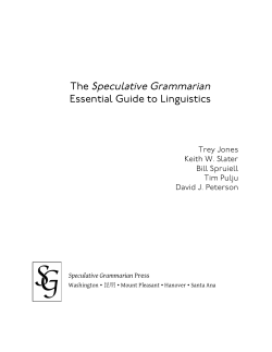 The Speculative Grammarian Essential Guide to Linguistics
