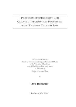 Jan Benhelm - Quantum Optics and Spectroscopy