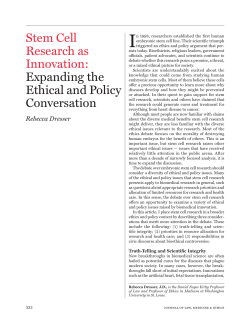 Stem Cell Research as Innovation