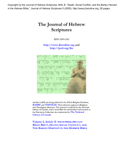 Death, Social Conflict, and the Barley Harvest in the Hebrew Bible