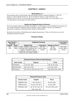 CHAPTER 21 LESSON 1 Pronoun Charts