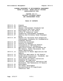 chapter 335-6-5 indirect discharge permit and pretreatment rules