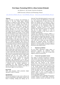 First Steps: Promoting OCW in a New Context (Poland)