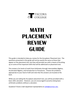 MATH PLACEMENT REVIEW GUIDE
