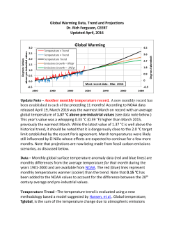 Global Warming Data, Trend and Projections Dr. Rich Ferguson
