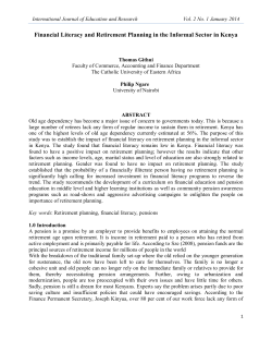 Financial Literacy and Retirement Planning in the Informal Sector in