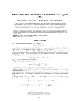 Some Properties of the Minimal Polynomials of 2cos(p/q) for odd q