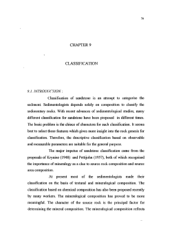 CHAPTER 9 CLASSIFICATION Classification of sandstone is an