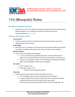 11u (Mosquito) Rules - Kamloops Minor Baseball