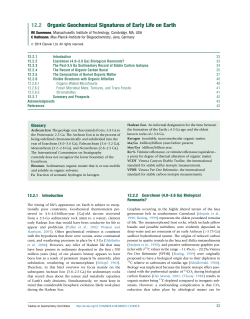 Organic Geochemical Signatures of Early Life on Earth