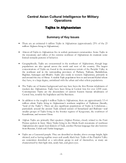 Central Asian Cultural Intelligence for Military Operations