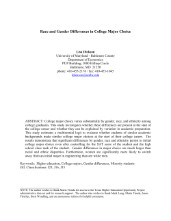 Race and Gender Differences in College Major Choice