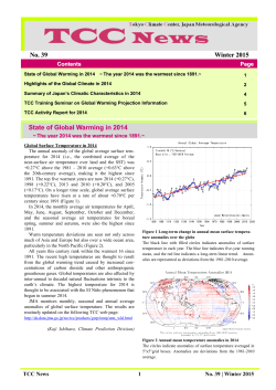 No. 39 Winter 2015 State of Global Warming in 2014
