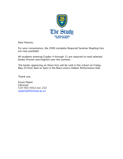 Dear Parents, For your convenience, the 2009 complete