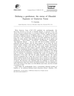 Defining a gentleman: the status of Olaudah Equiano or Gustavus