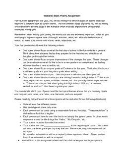 Welcome Back Poetry Assignment For your first assignment this year