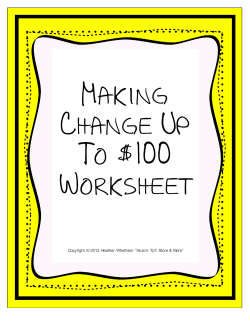 Making Change Up To $100 Worksheet
