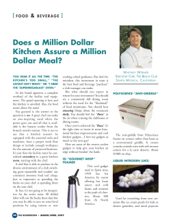 Does a Million Dollar Kitchen Assure a Million Dollar Meal?