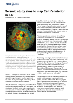 Seismic study aims to map Earth`s interior in 3-D