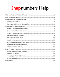 Snapnumbers Help