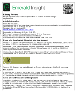 Not just a place to sleep: homeless perspectives on libraries in