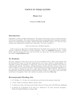 TOPICS IN INEQUALITIES Hojoo Lee Introduction To Students